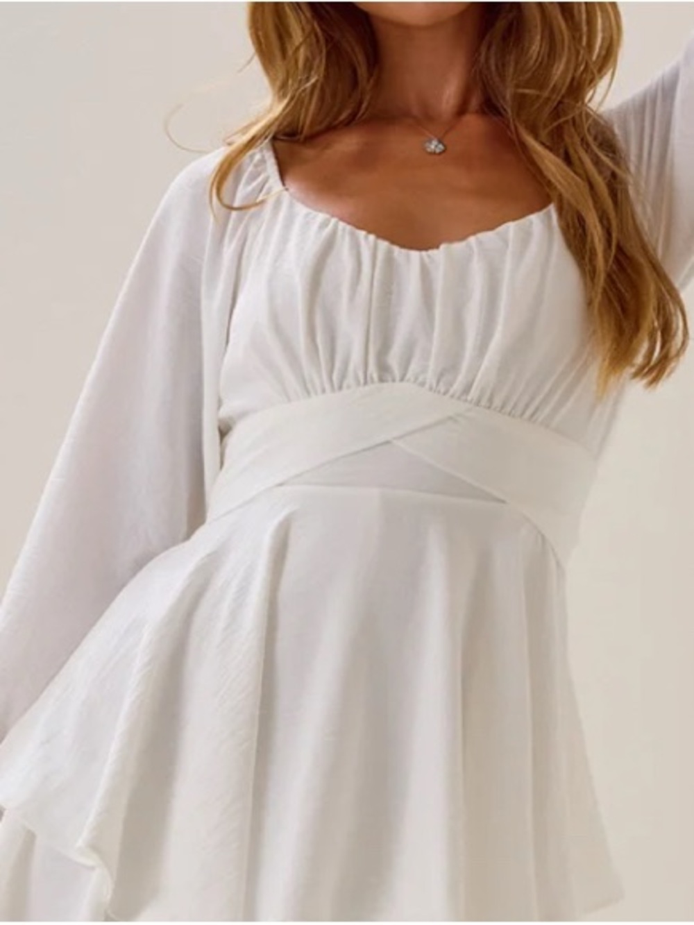 White Peplum Empire Waist dress